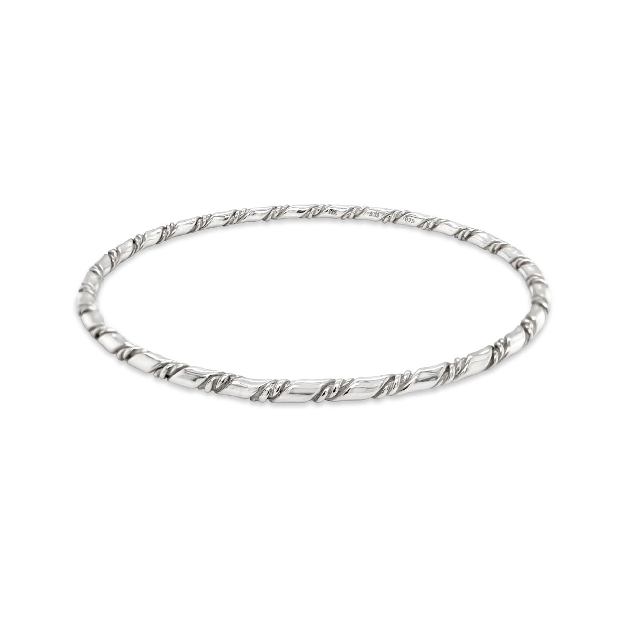 Sterling Silver Fancy Twist Rope Bangle