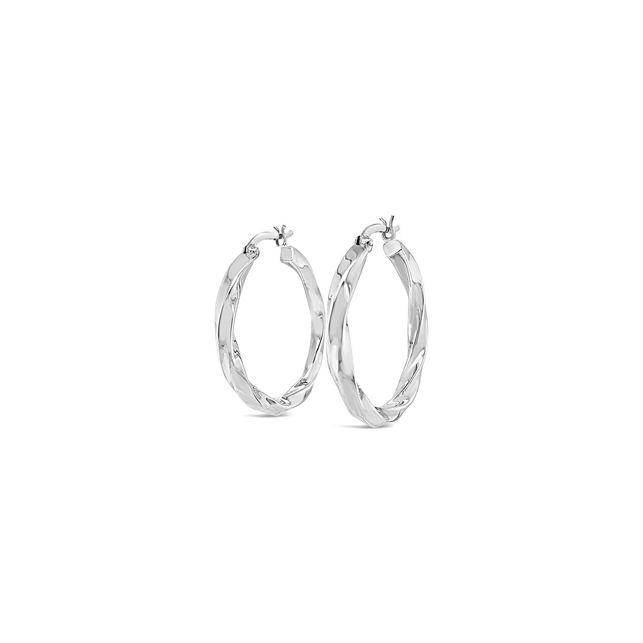 Sterling Silver Square Twist Creole Hoop Earrings