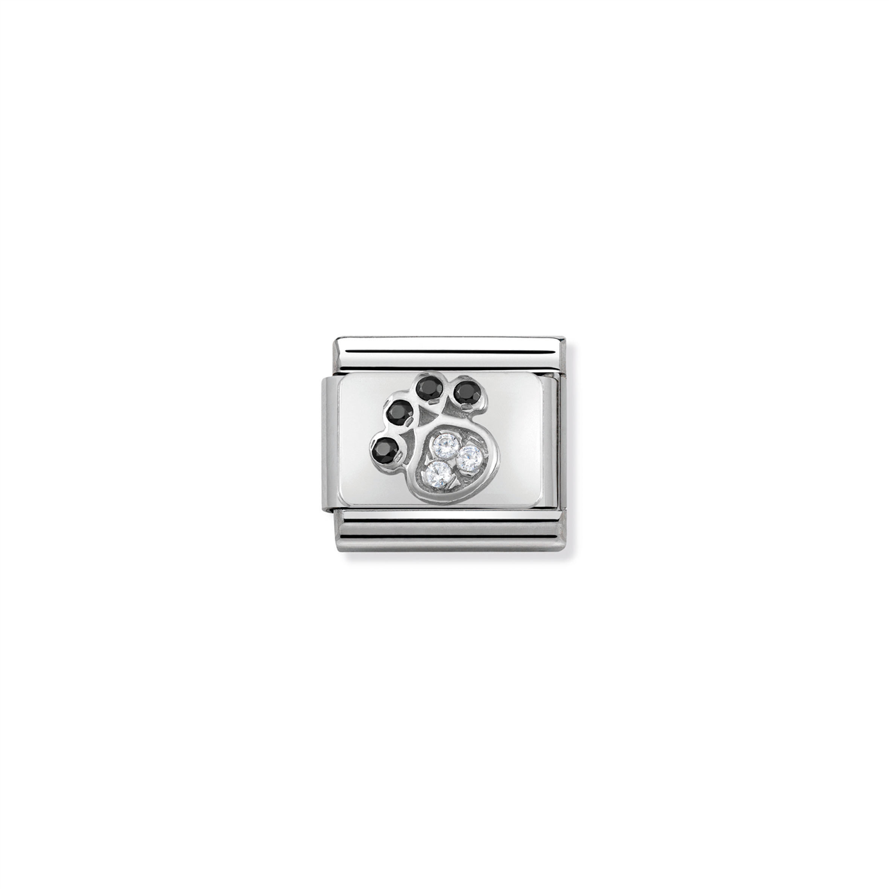 Composable Classic Link 330304/14 Paw Print in Silver & Stones