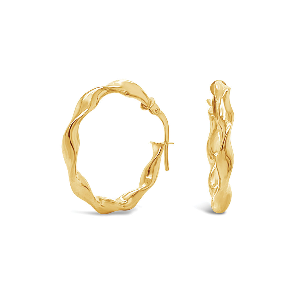 9k Yellow Gold 22.5mm Twist Hoop Earrings