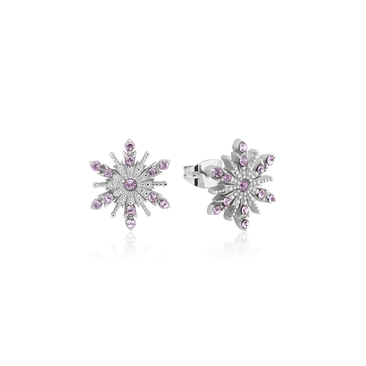 Disney - Sterling Silver Frozen Anna Crystal Snowflake Stud Earrings