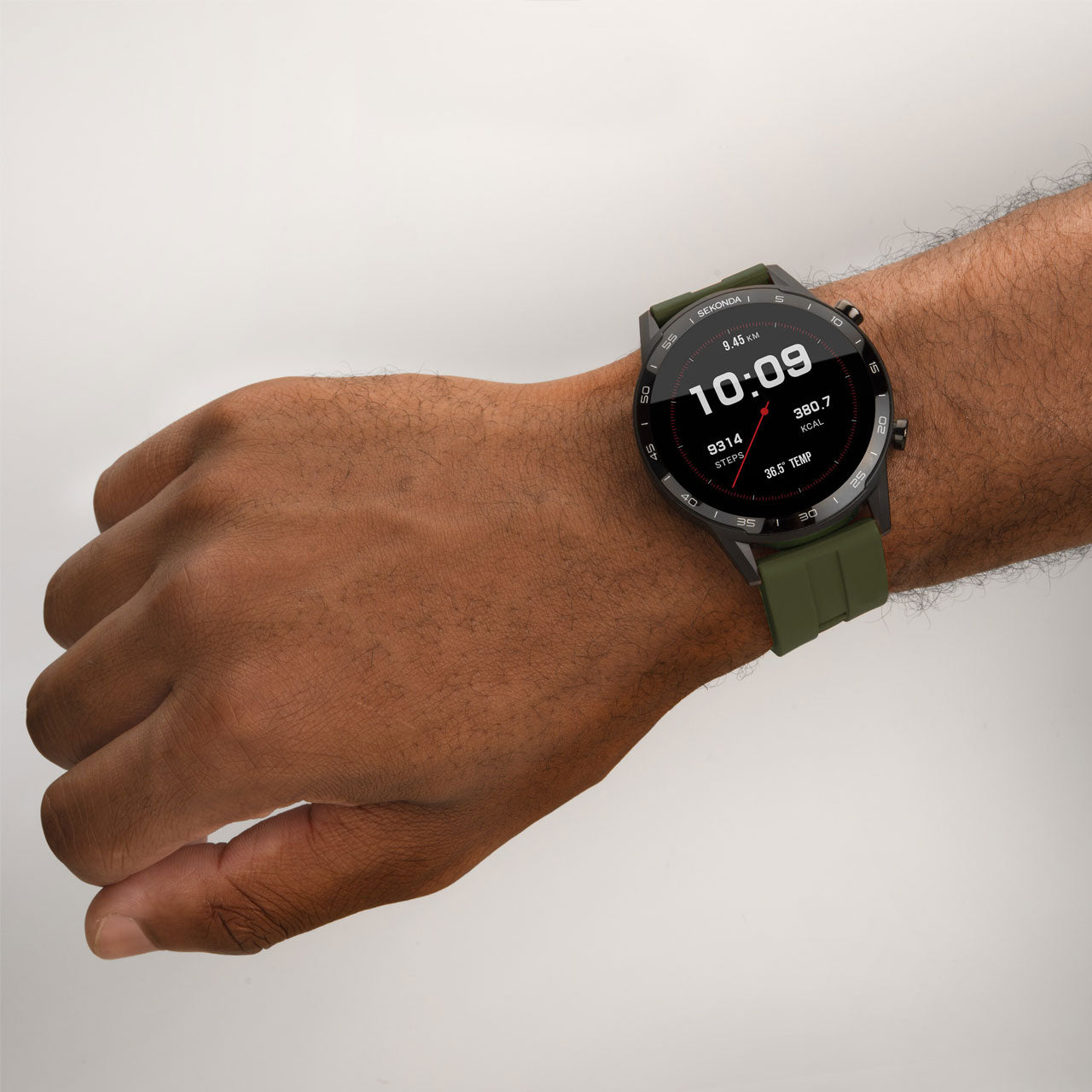 Sekonda Active Smartwatch | Black Case & Khaki Silicone Strap | 1993