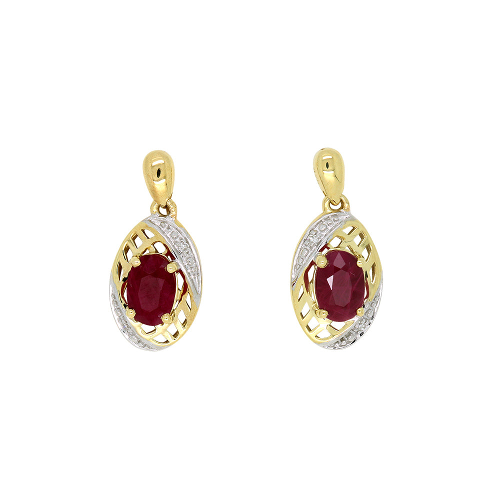 Ruby & Diamond Drop Earrings