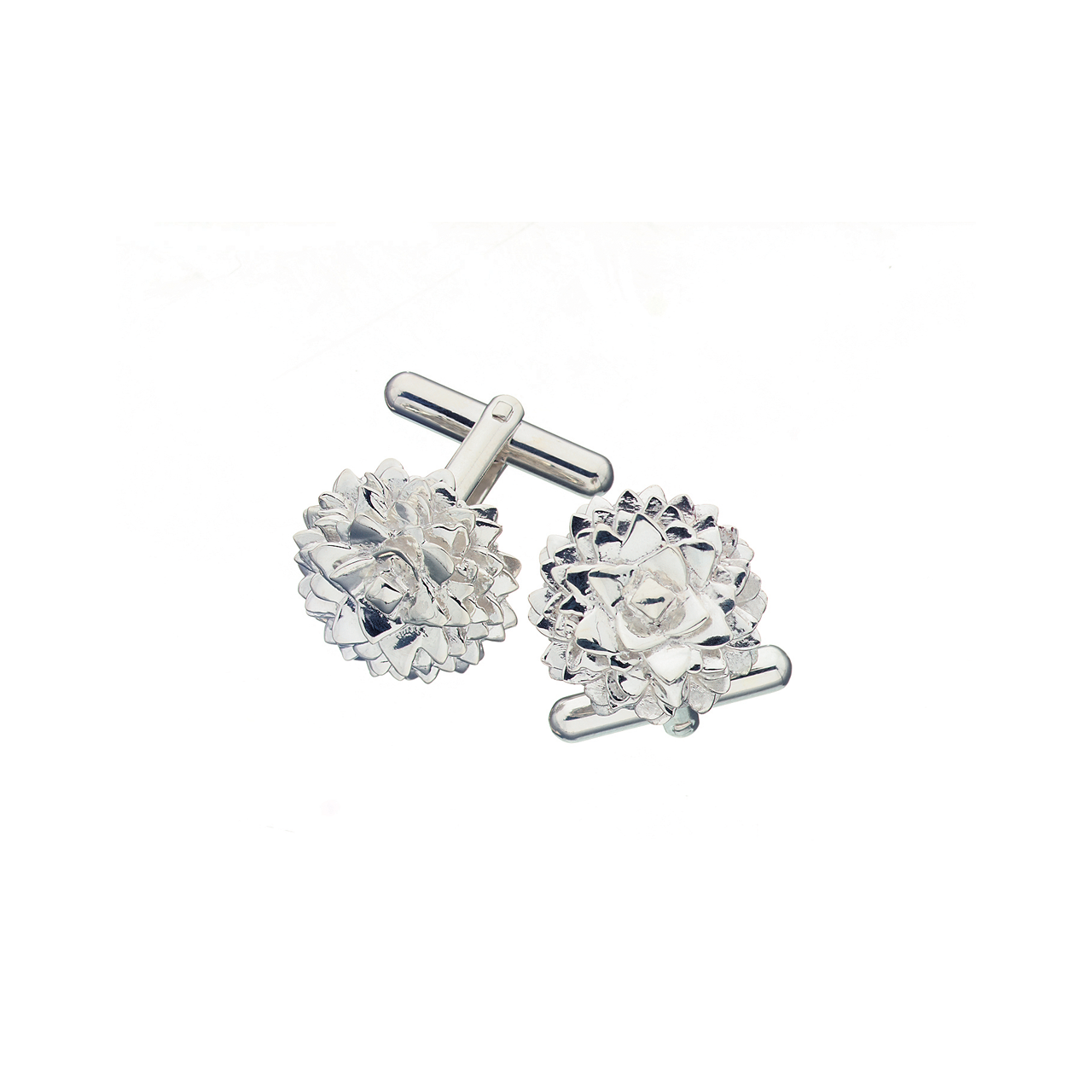 Sterling Silver Chrysanthemum Cufflinks