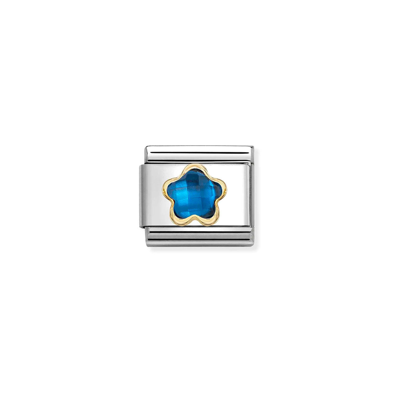 Composable Classic Link 030615/007 Blue CZ Flower In 18K Gold