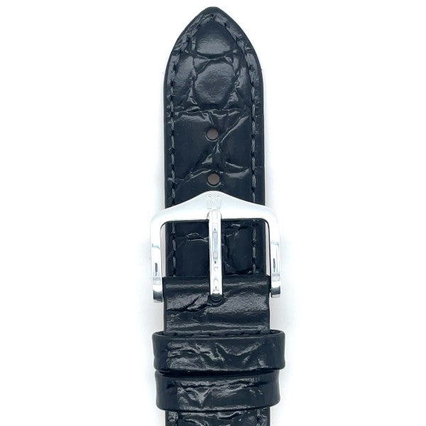 Crocograin - 18m Black Long Leather Watch Strap