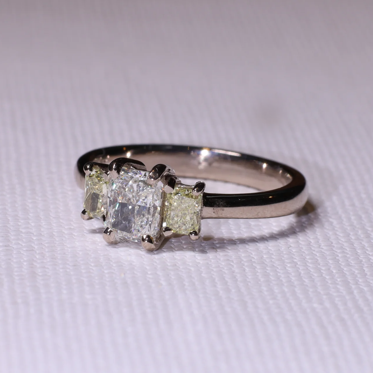 The Radiant Standard - 18k White Gold Diamond 3 Stone Ring