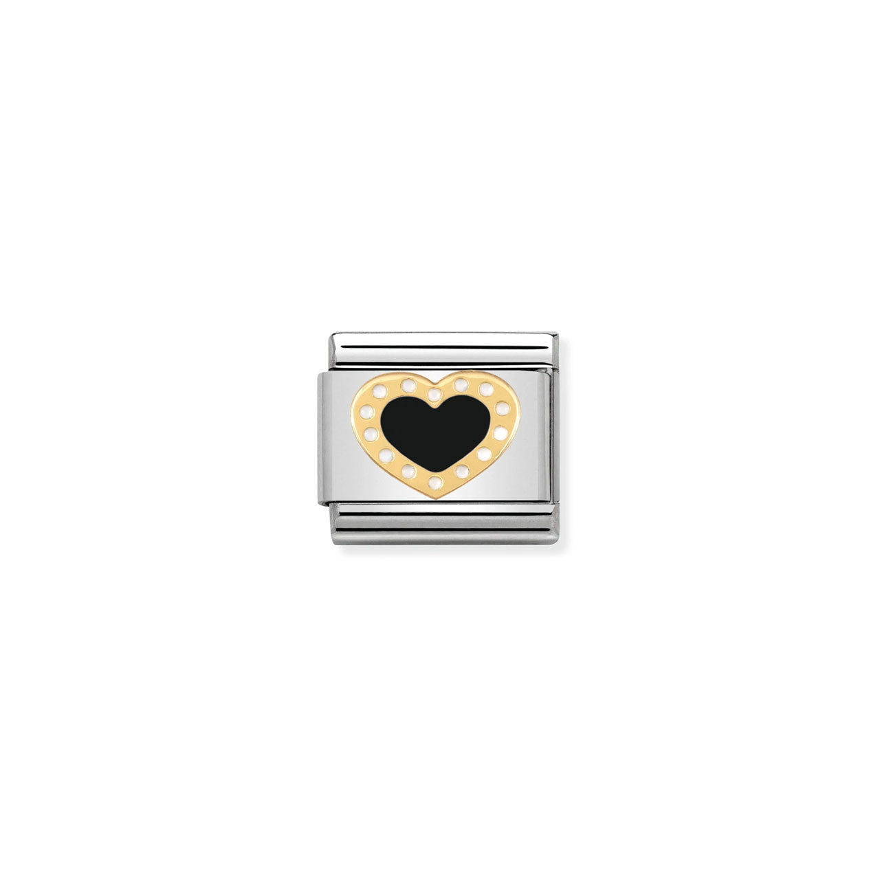 Composable Classic Link 030283/02 Black Heart With Dots 18k Gold And Enamel