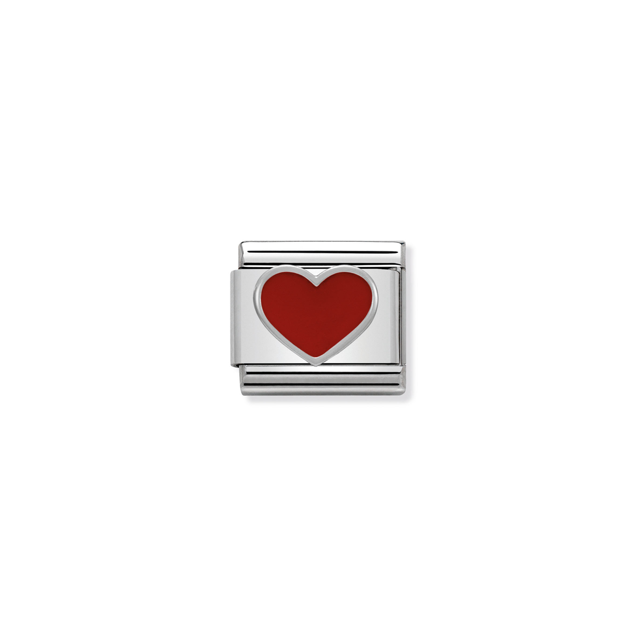 Composable Classic Link 330202/17 Red Heart in Silver & Enamel