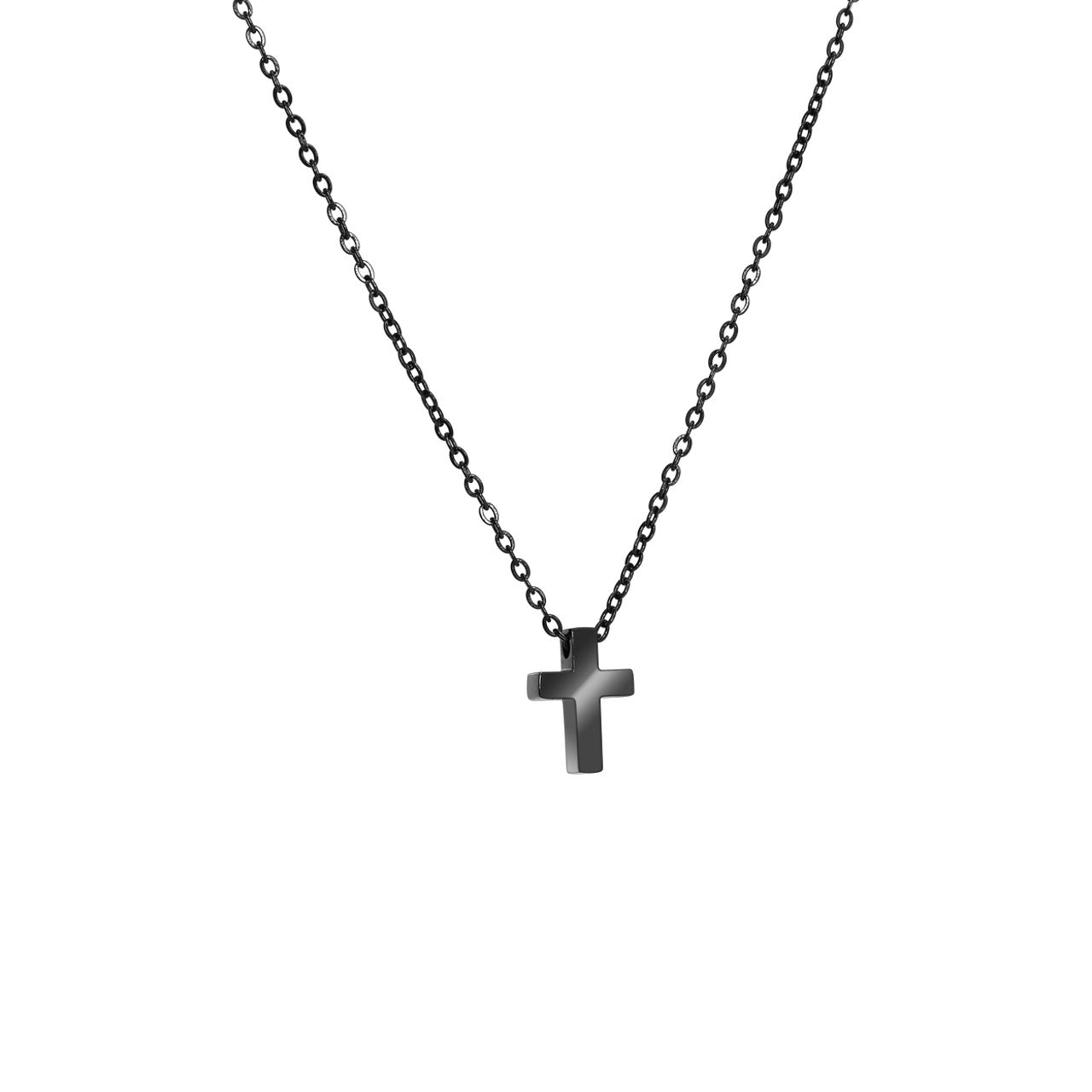 Stainless Steel Mysteres Black Small Cross Pendant