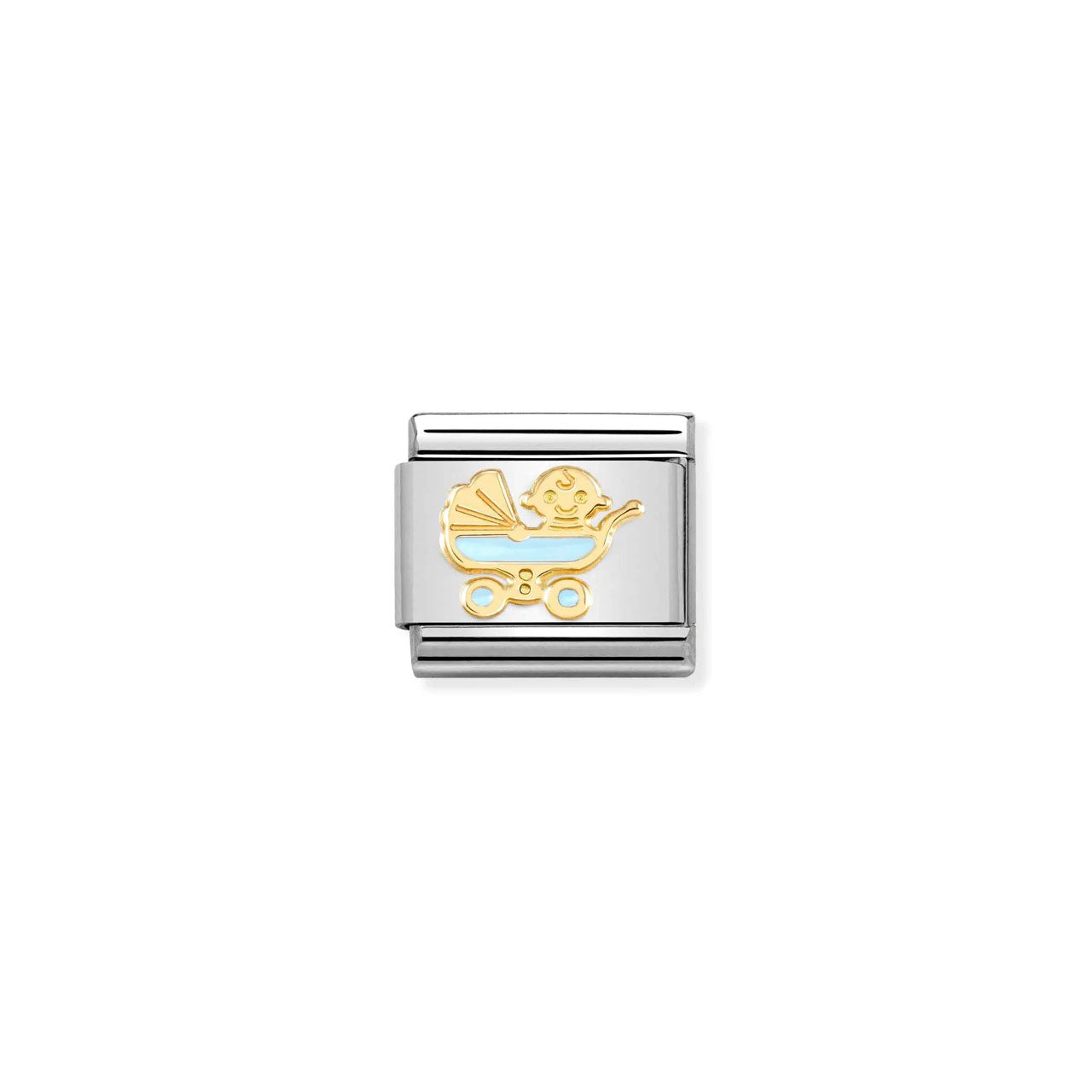 Composable Classic Link 030272/61 Light Blue Baby Pram in 18k Gold & Enamel