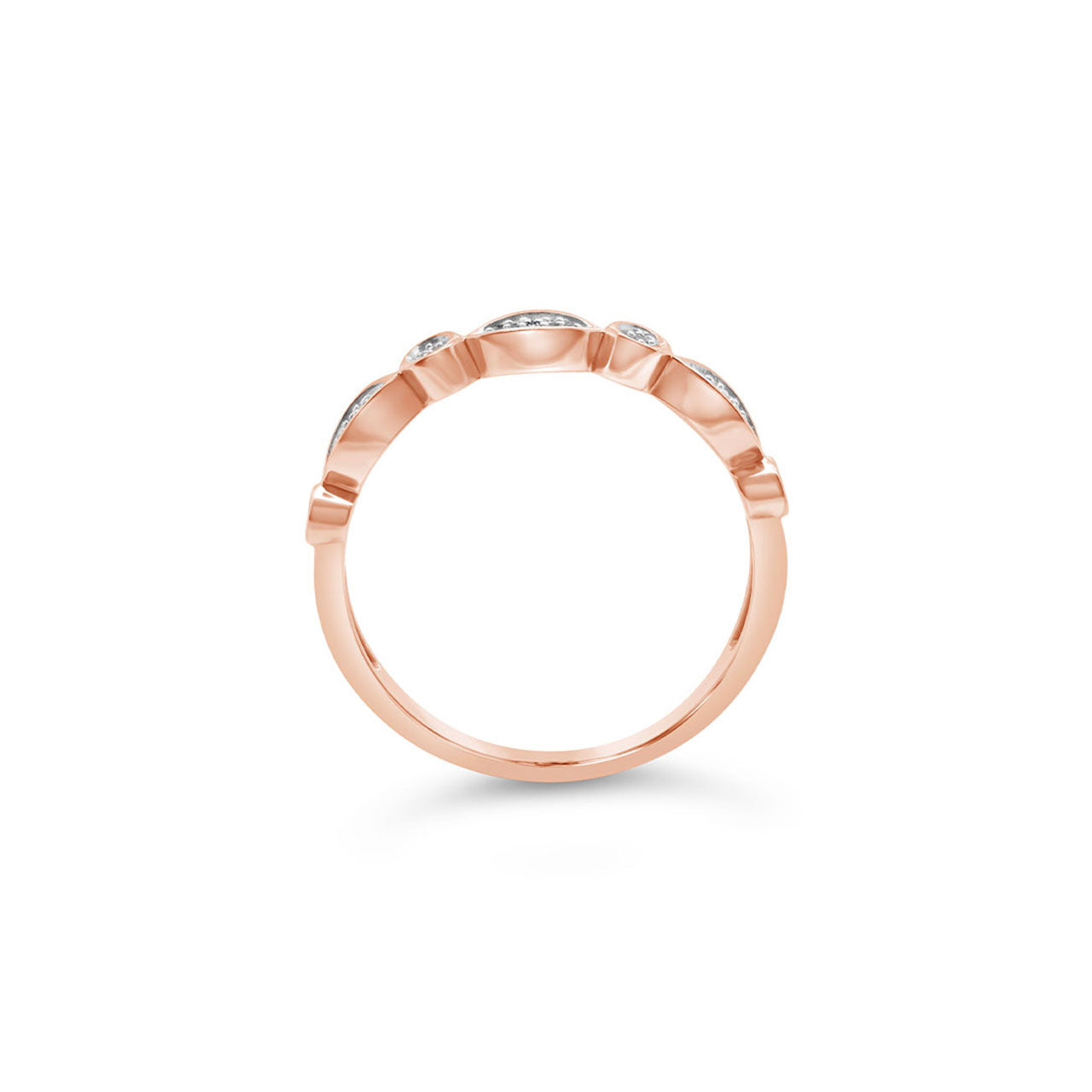9k Rose Gold Diamond Stacker Band Dress Ring