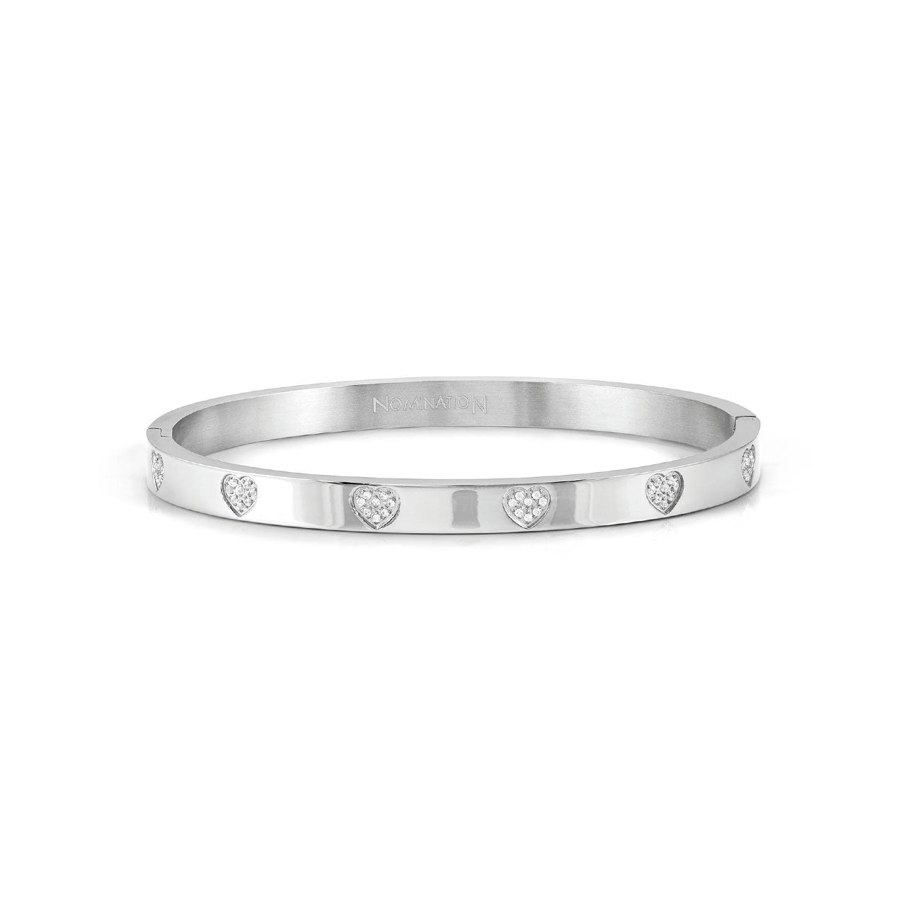 Pretty Bangles Silver Heart With CZ - Size Large