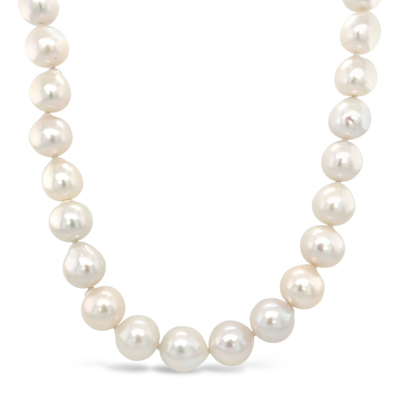 White Nucleated Semi Baroque Fresh Water Pearl Necklace