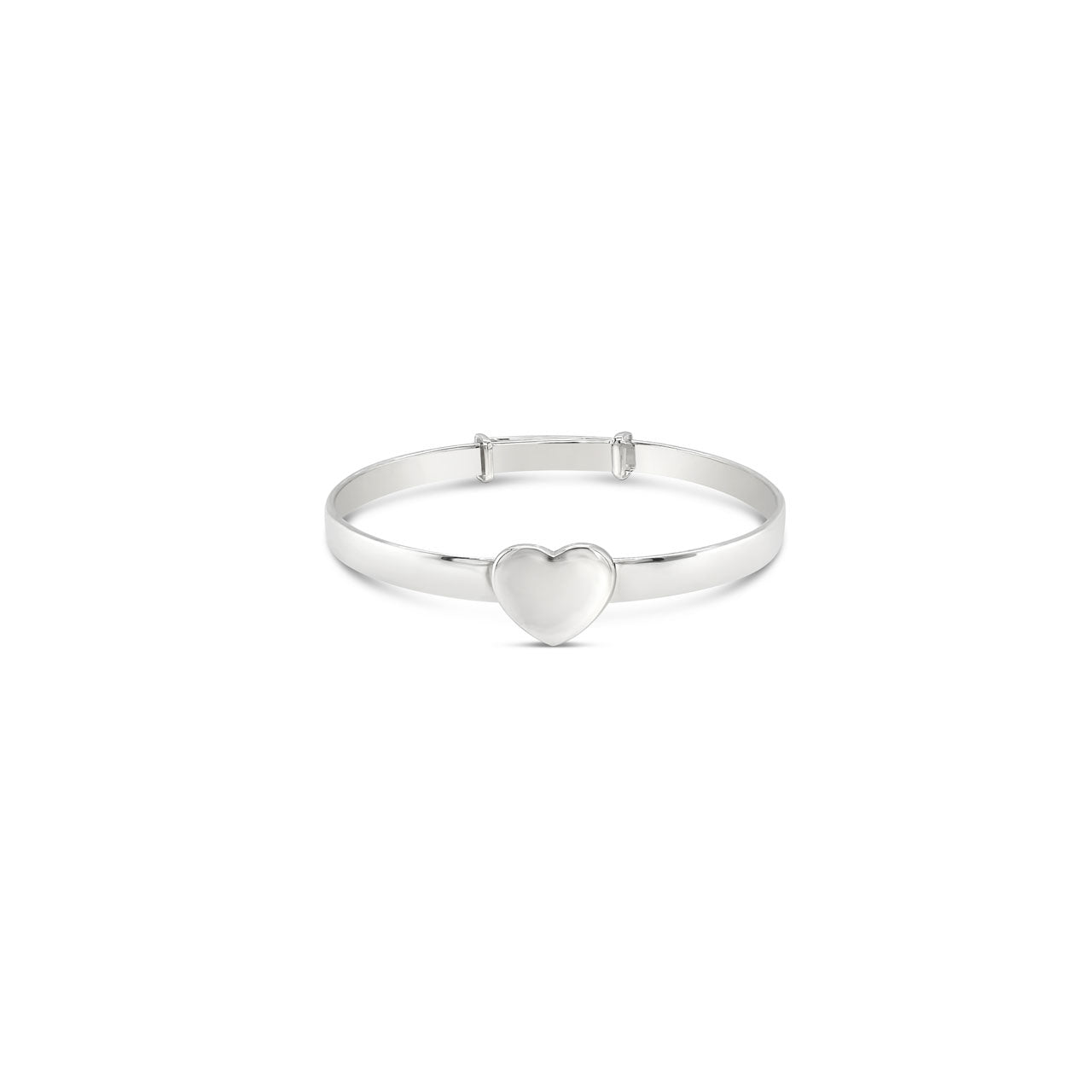 Sterling Silver Expandable Christening Bangle with Silver Heart