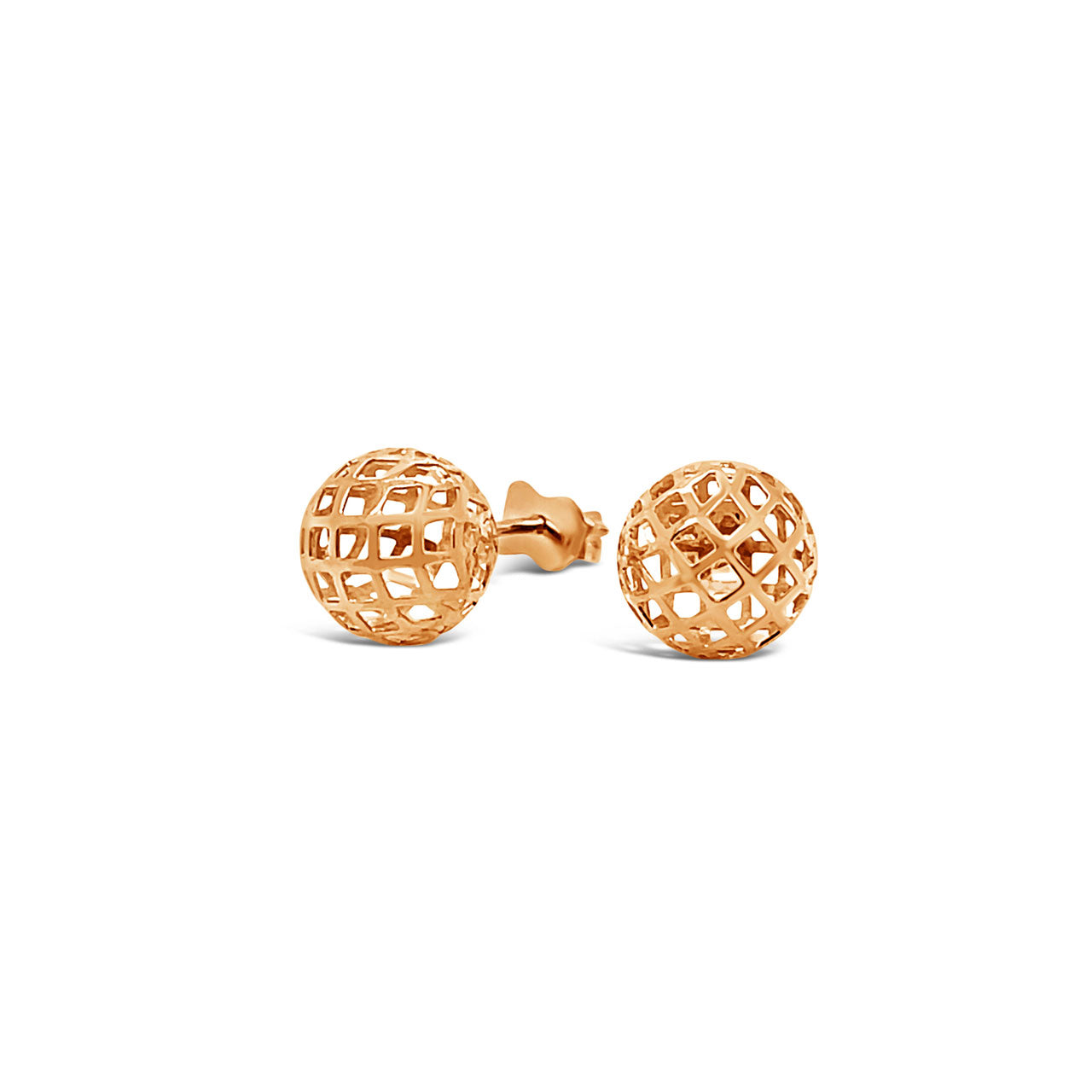 9k Rose Gold 9mm Filigree Ball Earrings