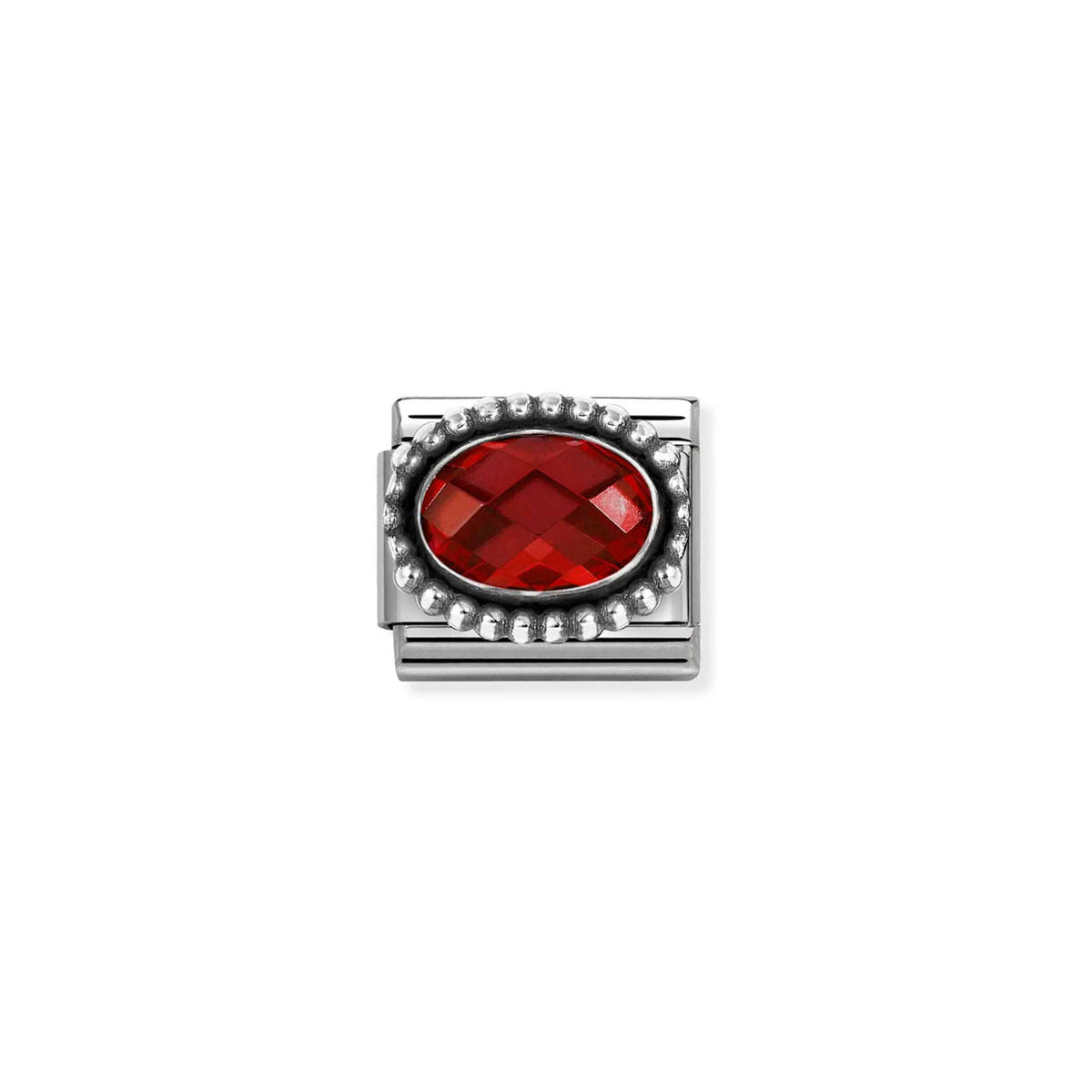 Composable Classic Link 330607/005 Oval Faceted Red CZ In 925 Silver