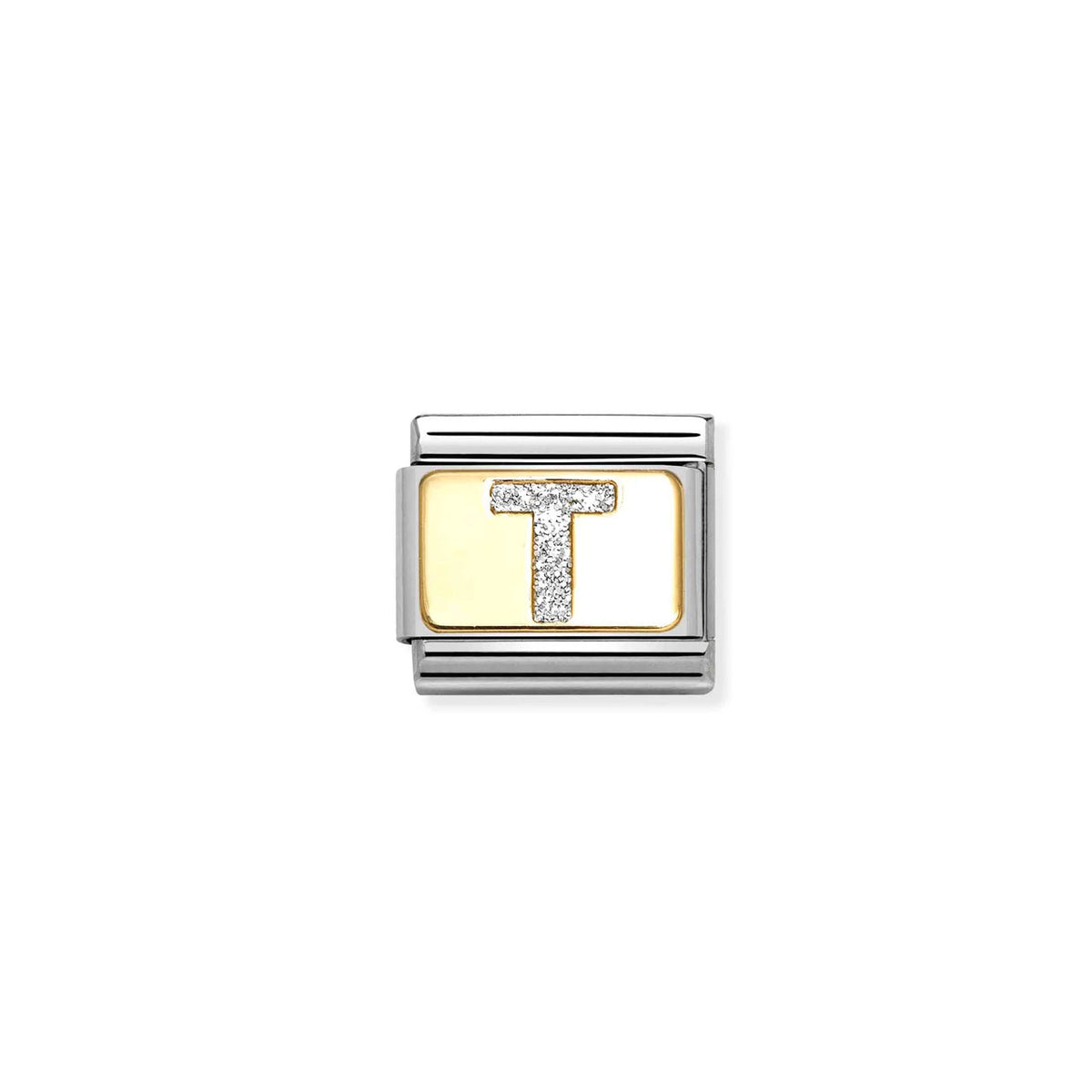 Composable Classic Link 030291/20 Silver Letter T In 18K Gold & Glitter Enamel