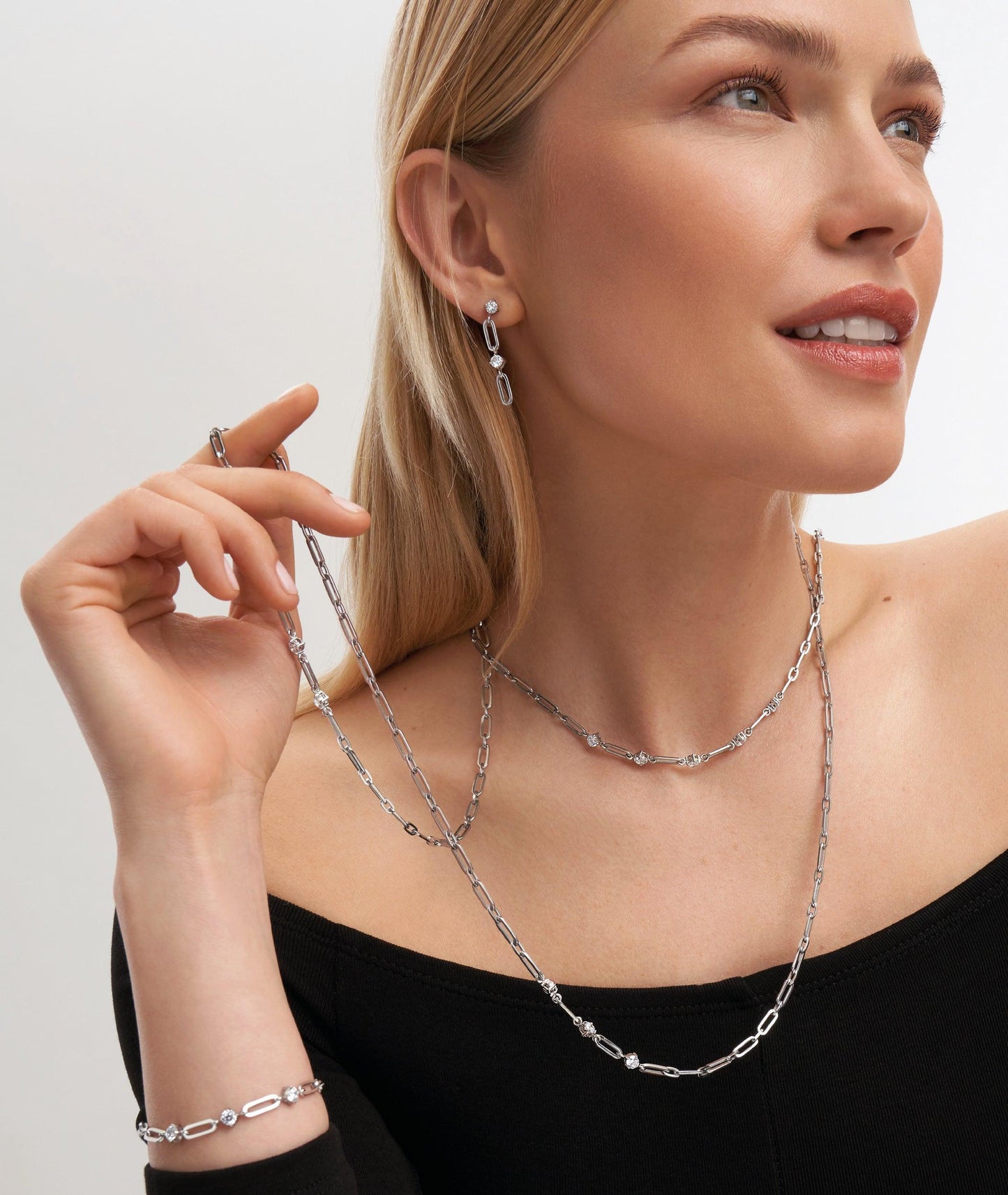 Chains Of Style 029401/001 Necklace S/Steel CZ - Jamies Jewellers