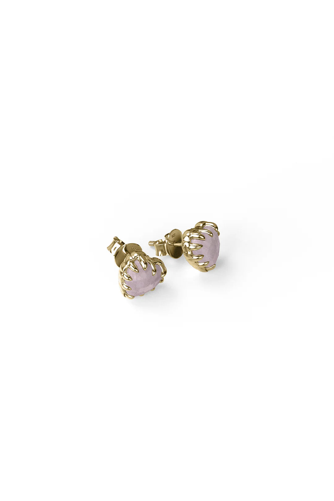 Love Claw Earrings Rose Quartz - Gold Plated