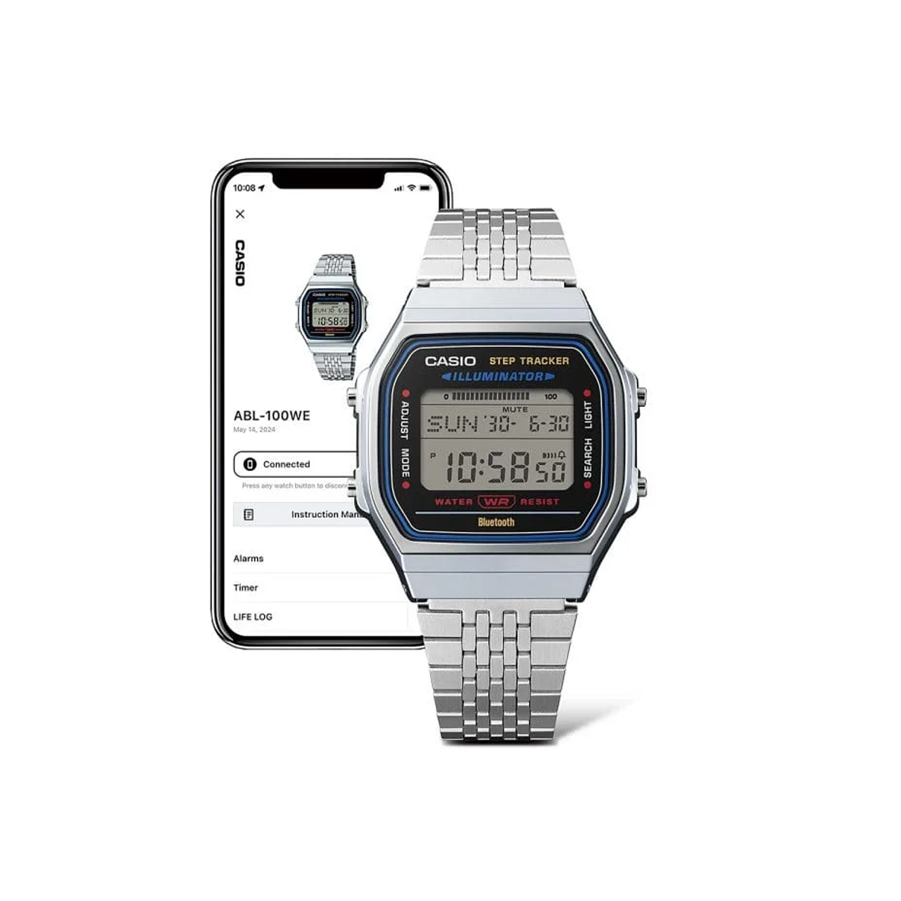 Casio Digital Vintage Steel Step Counter Watch - ABL100WE-2A