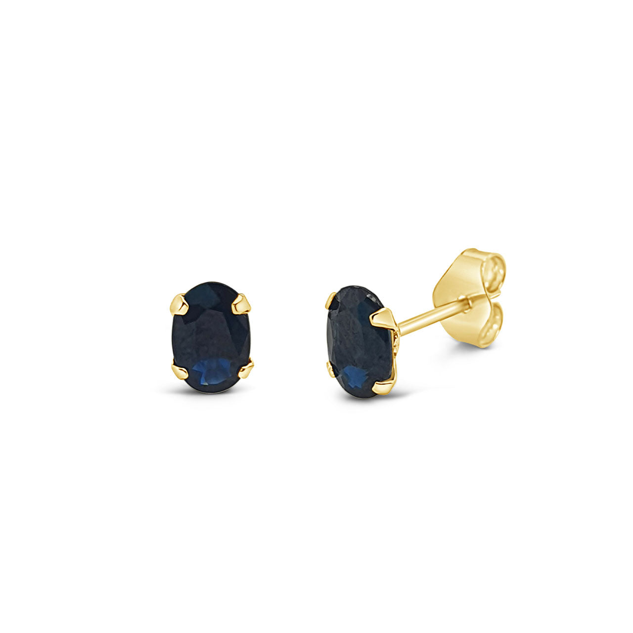9k Yellow Gold Oval Sapphire Studs