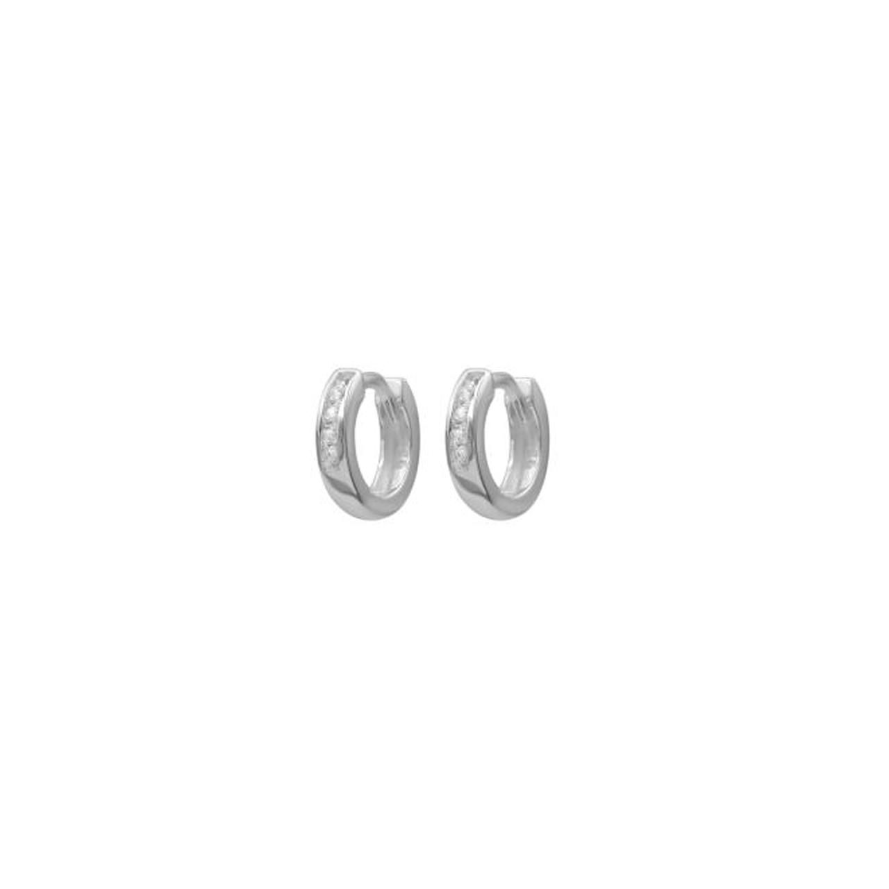 Sterling Silver & CZ Small Huggies