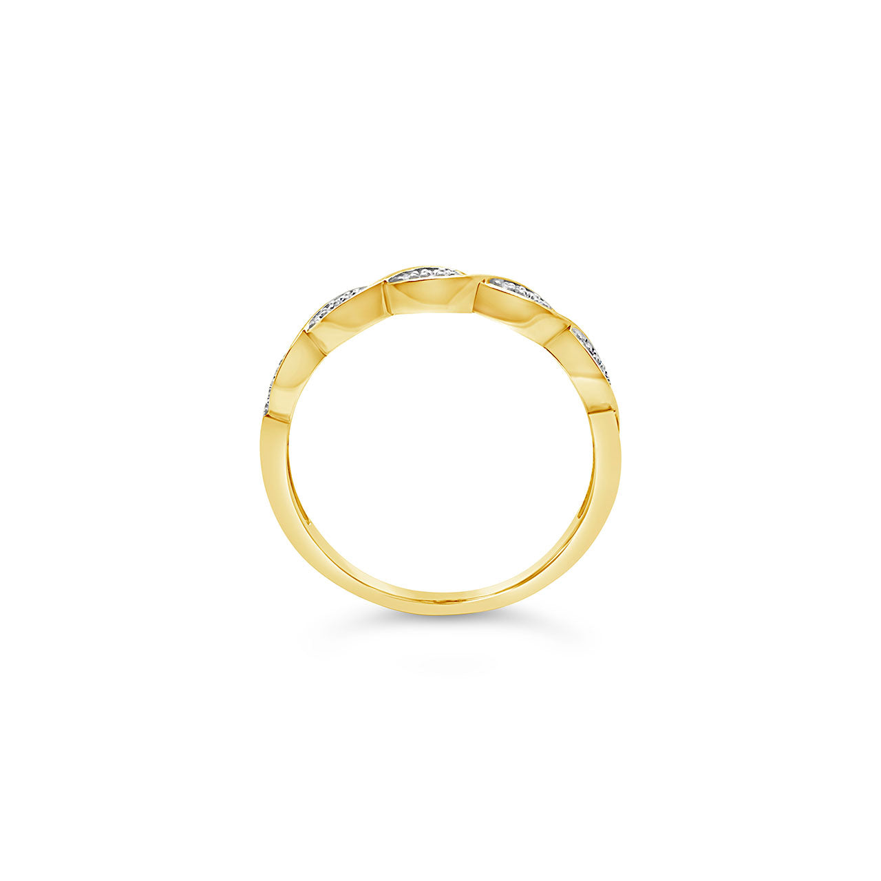 9k Yellow Gold Diamond Stacker Band Dress Ring