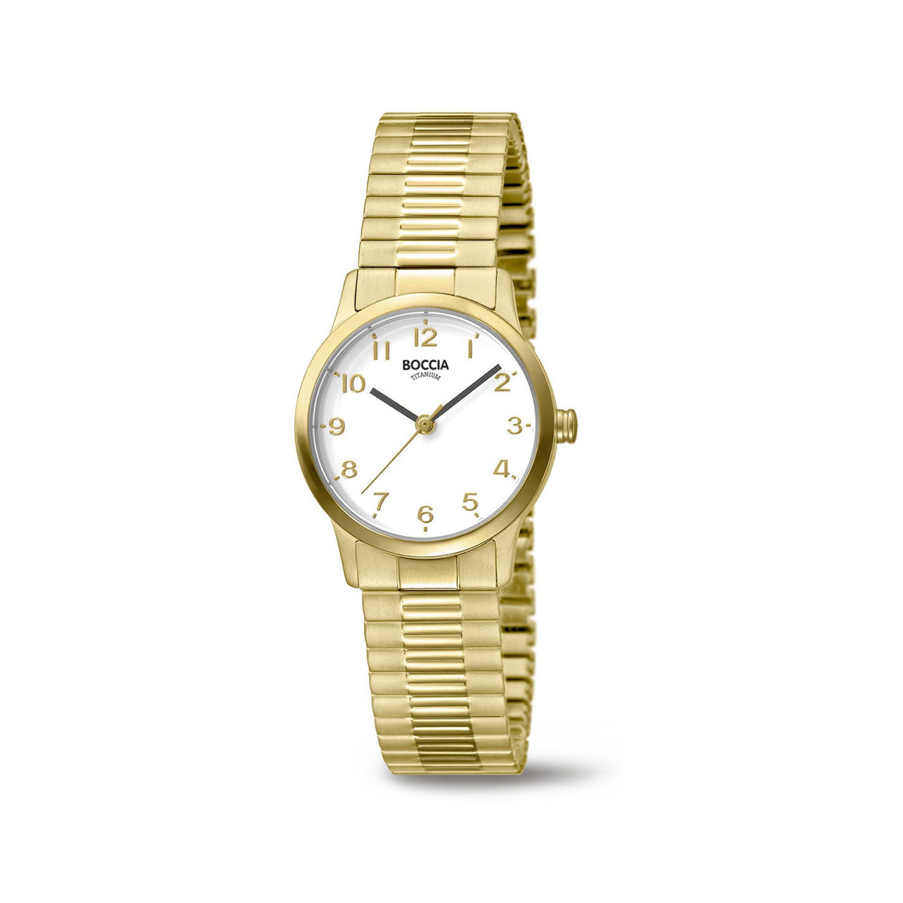 3318-02 Ladies Gold Plated Titanium Expander Strap Watch