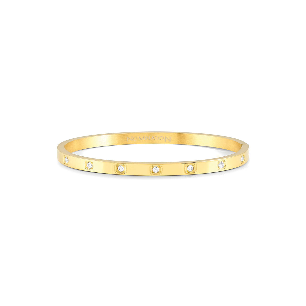 Pretty Bangles Thick Gold With White CZ - Size Medium