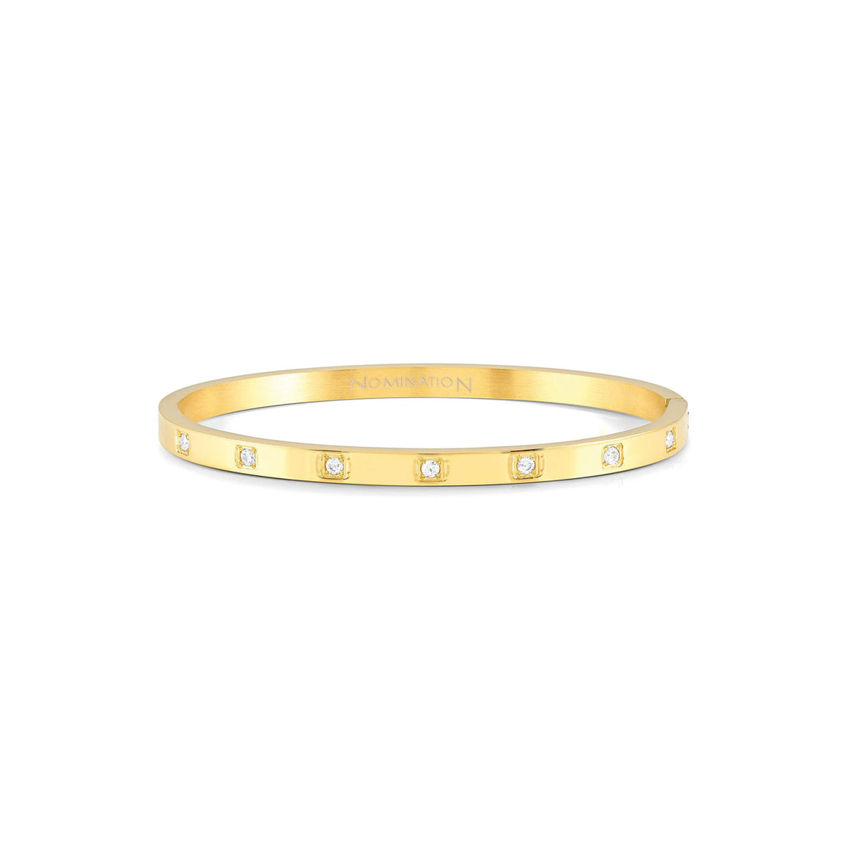 Pretty Bangles Thick Gold With White CZ - Size Medium