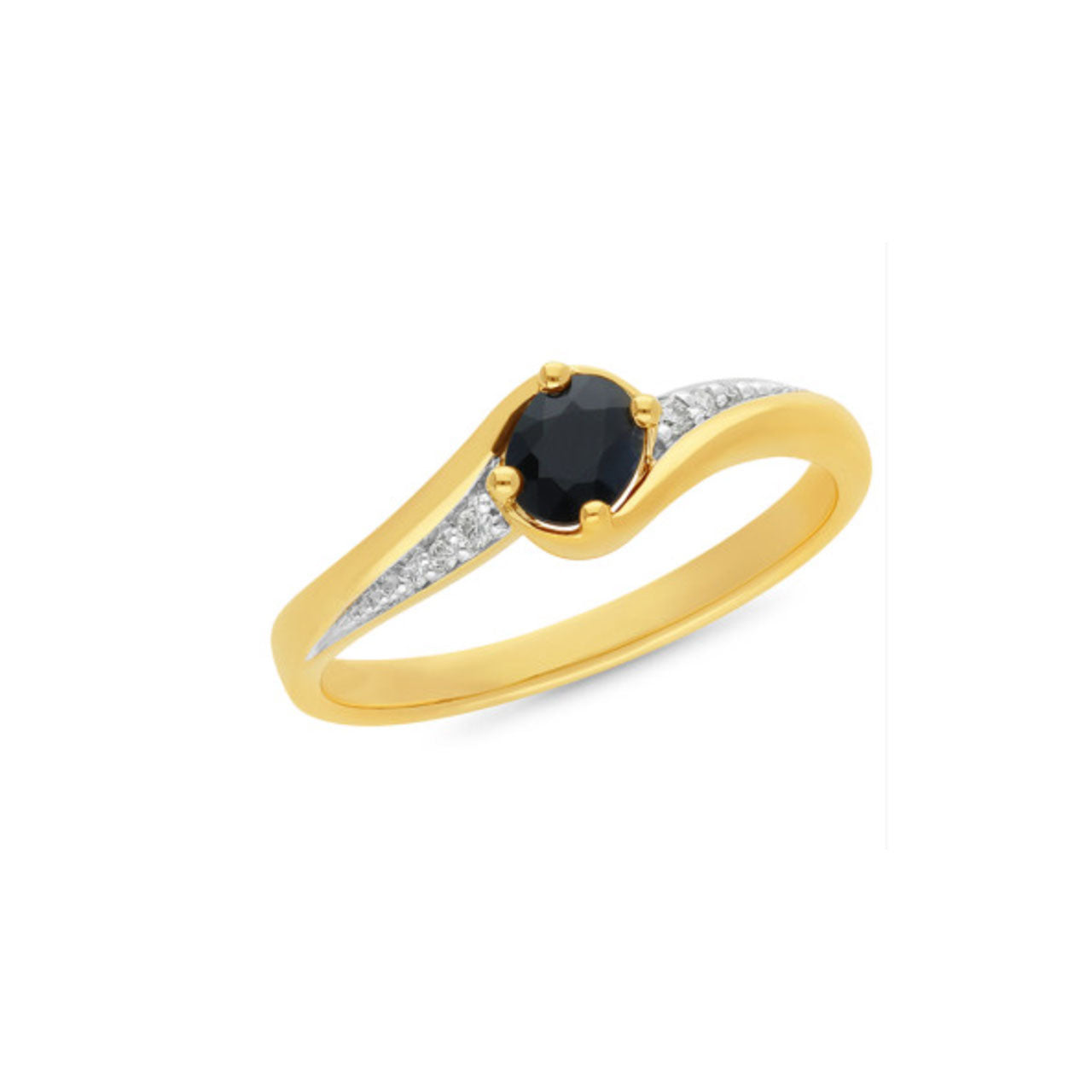9k Yellow Gold Sapphire & Diamond Dress Ring