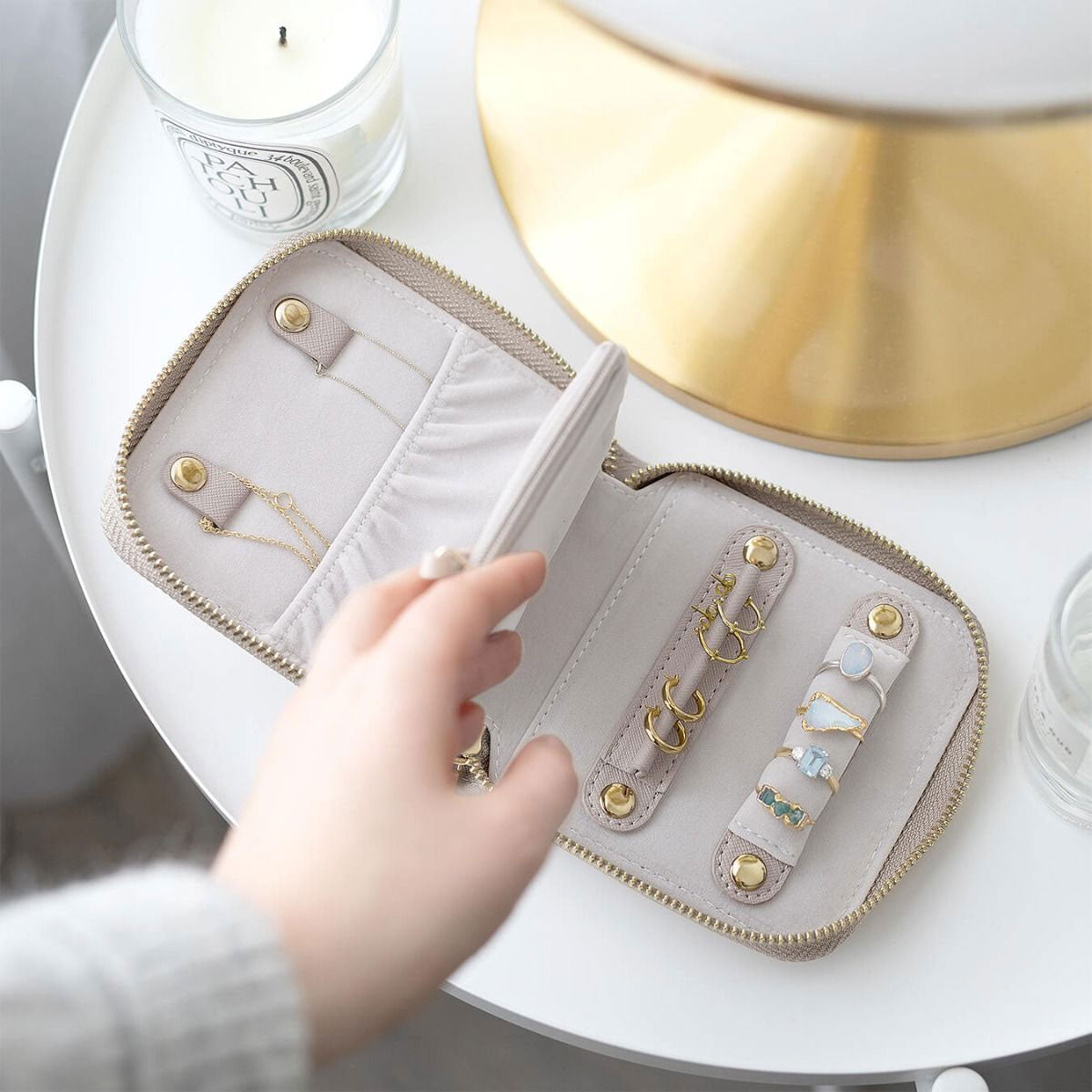 Taupe Compact Jewellery Roll