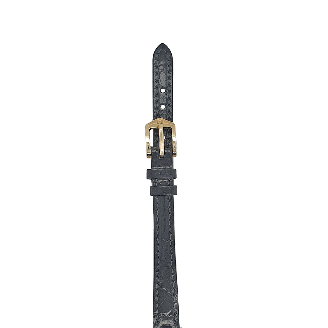 Crocograin - 10mm Black Leather Medium Watch Strap