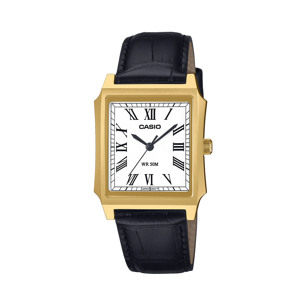Casio Rectangular Gold Steel Watch - MTPB190GL-7B