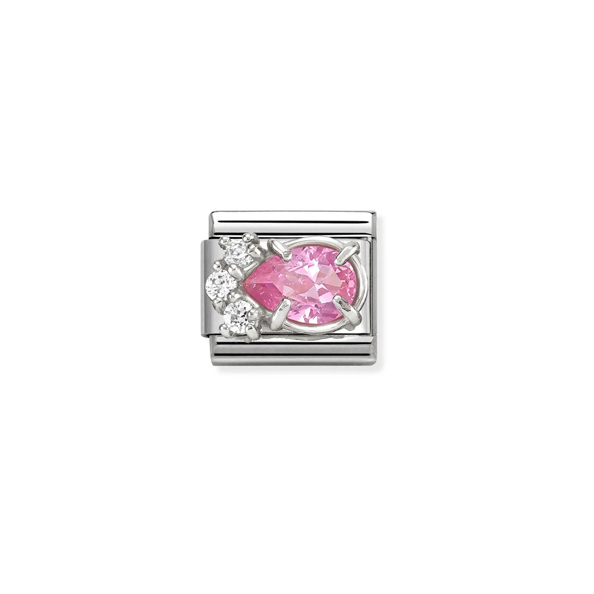 Composable Classic Link 330329/08 White & Pink CZ Teardrop In Silver