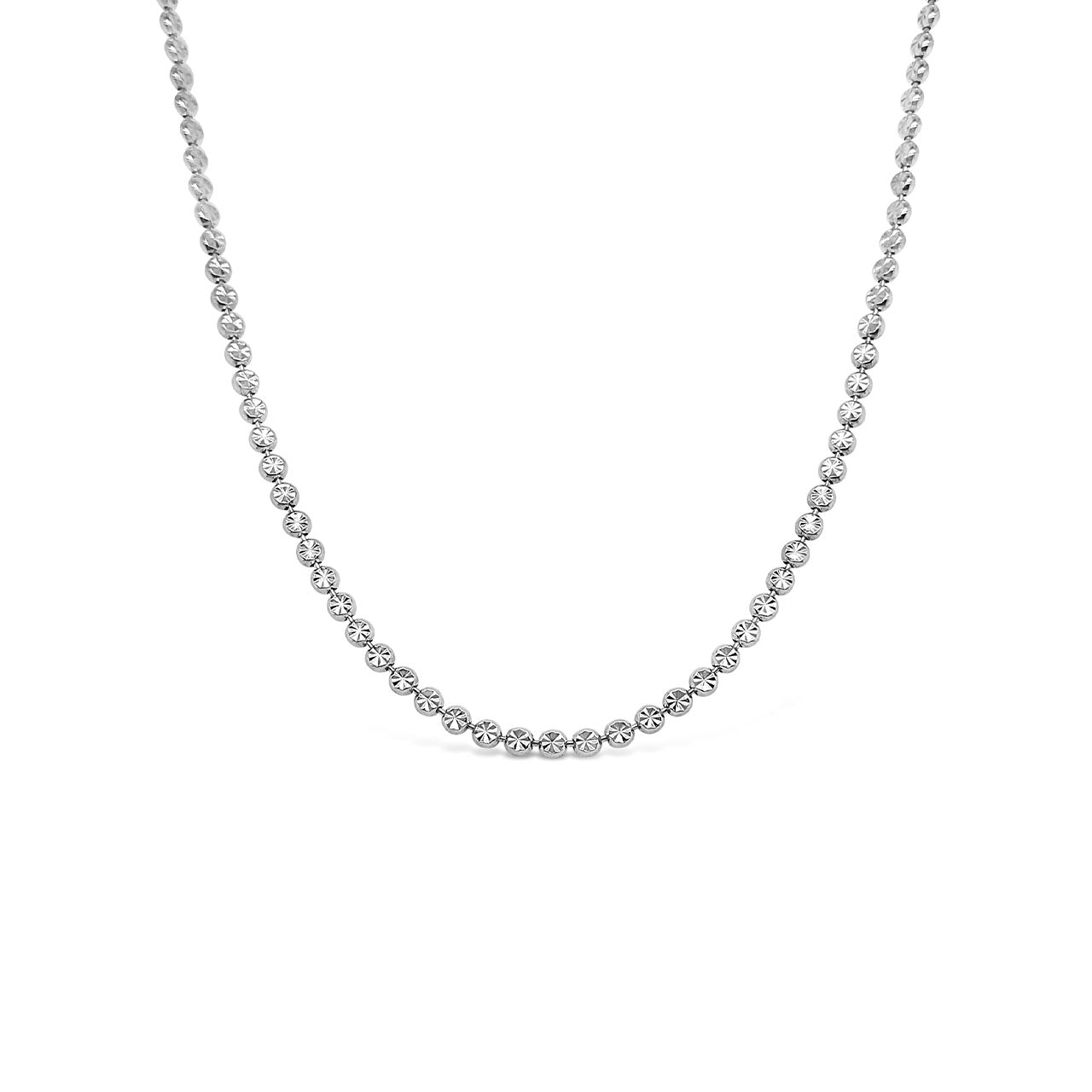 45cm Sterling Silver Round Flat Faceted Poppet/Ball Chain