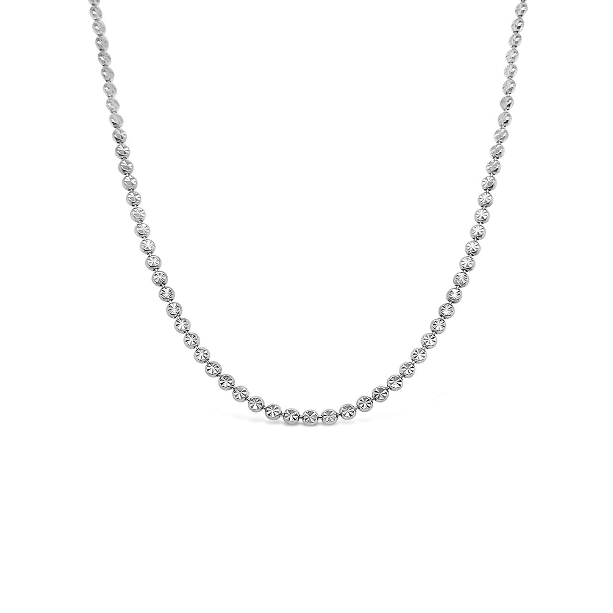45cm Sterling Silver Round Flat Faceted Poppet/Ball Chain