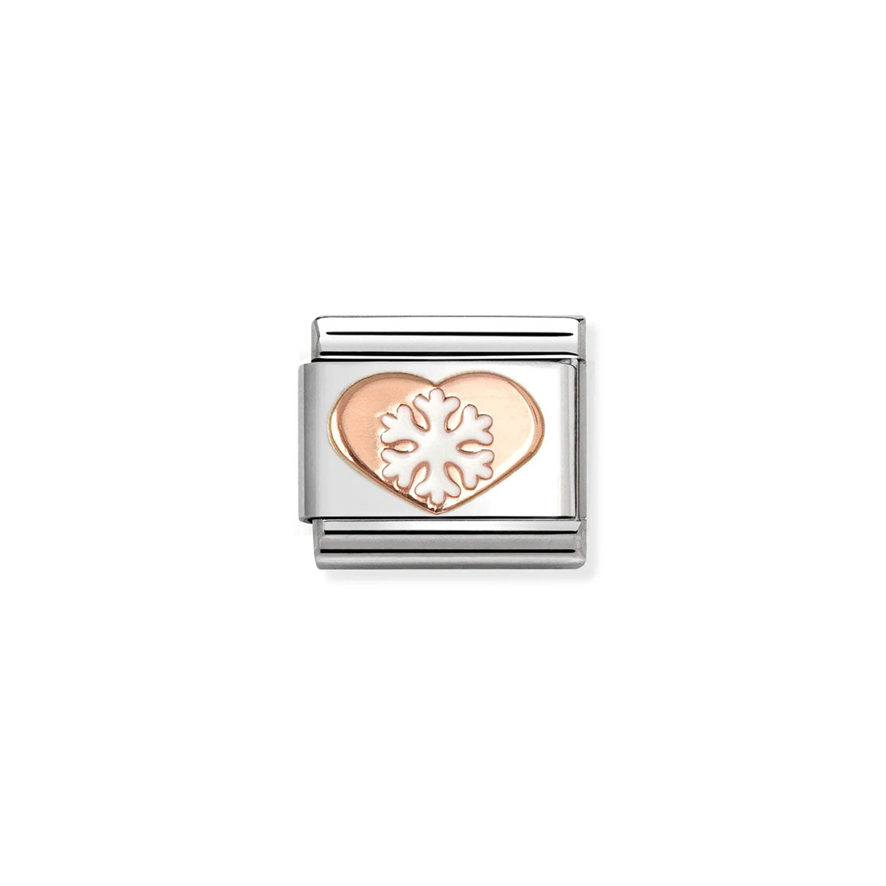 Composable Classic Link 430202/45 Heart With Snowflake In 9K Rose Gold And Enamel