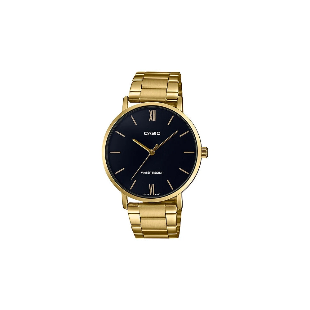 Casio Mens Gold & Black Dress Watch - MTPVT01G-1B