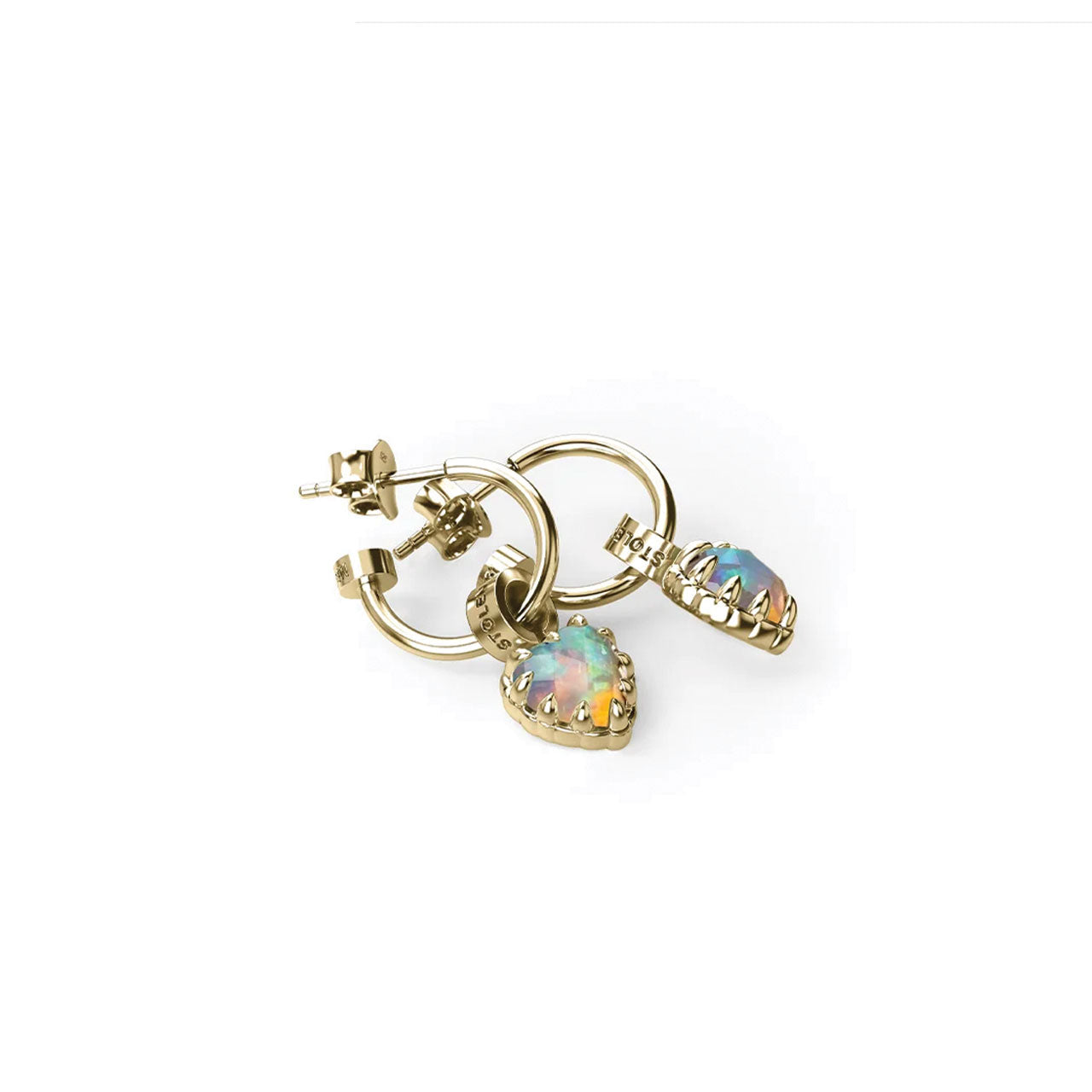 Love Claw Anchor Earrings Bello Opal - Gold Plated
