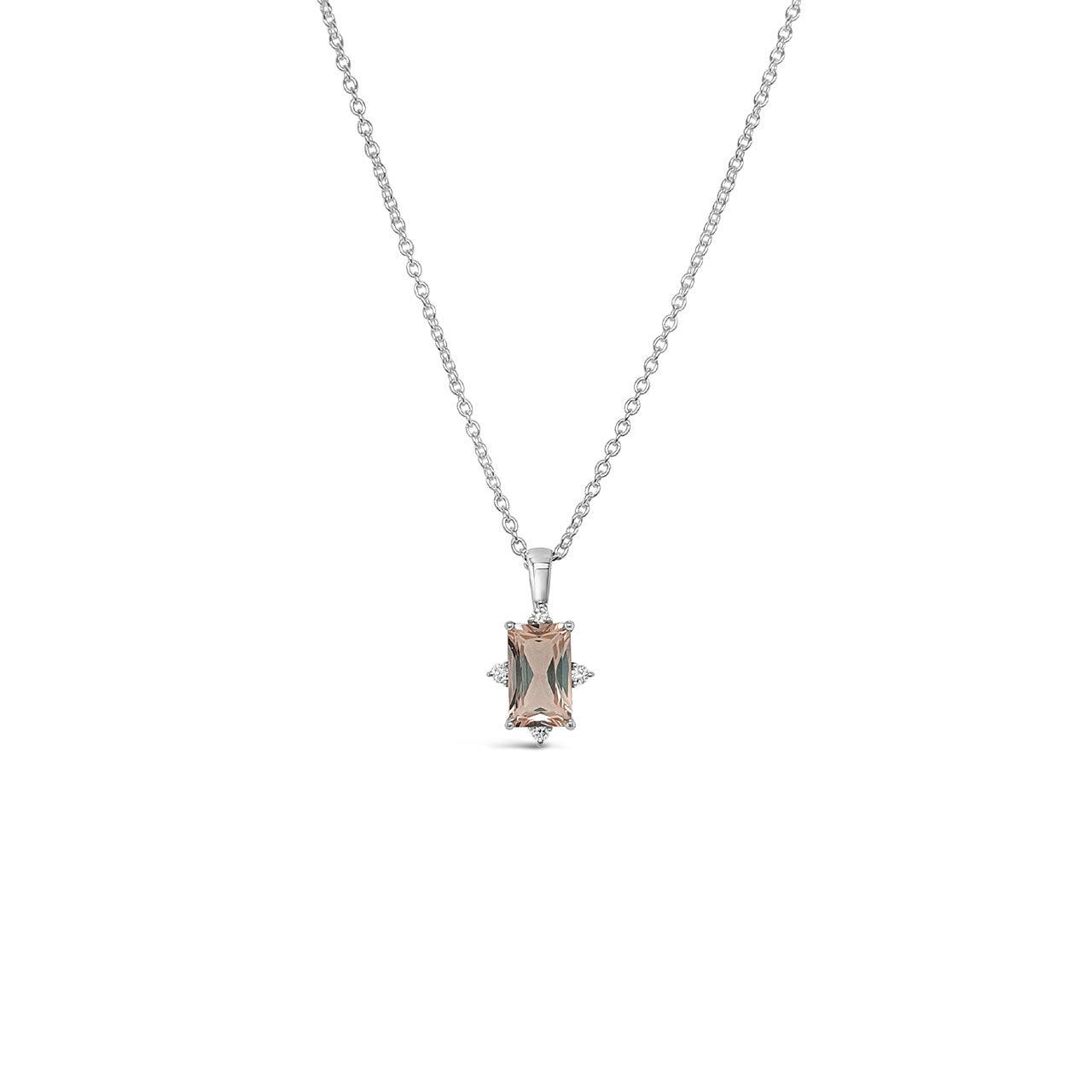 9k White Gold Morganite & Diamond Pendant
