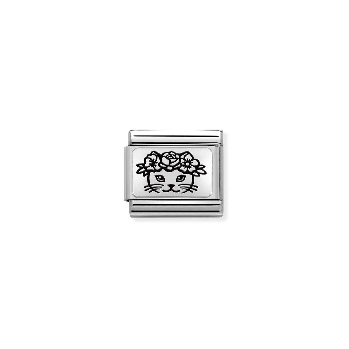Composable Classic Link 330111/23 Cat With Flowers In 925 Silver