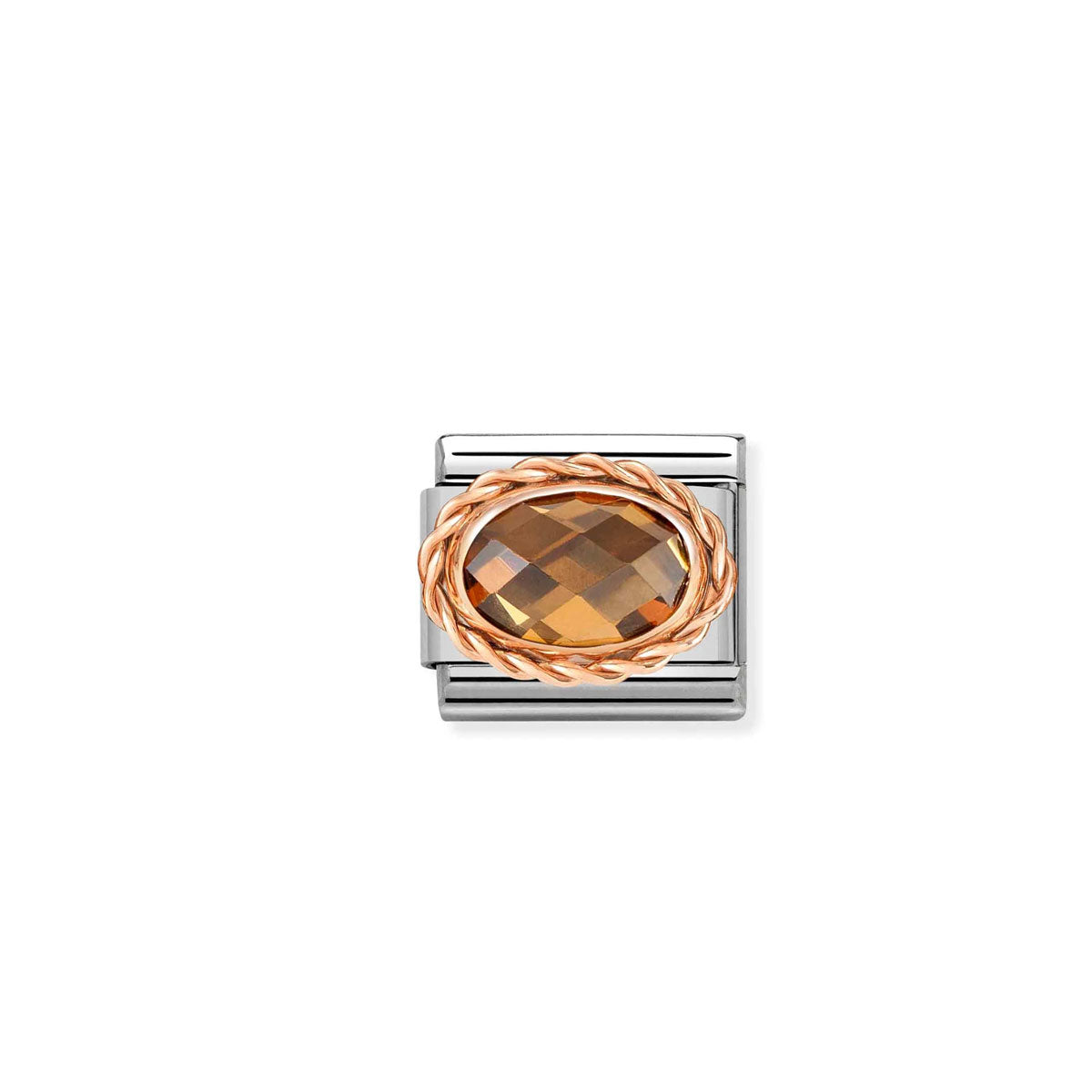 Composable Classic Link 430603/012 Oval Faceted CZ Smokey In 9k Rose Gold