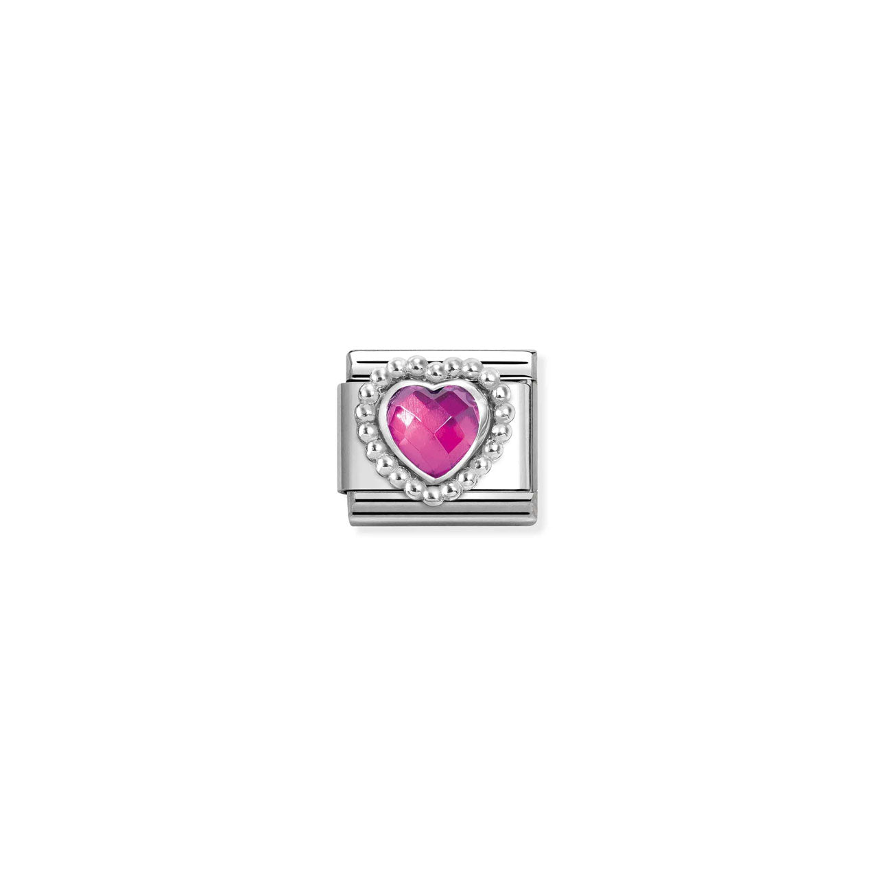 Composable Classic Link 330606/030 Faceted Fuchsia Cz Heart In 925 Silver