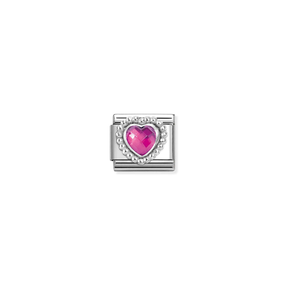 Composable Classic Link 330606/030 Faceted Fuchsia CZ Heart In 925 Silver