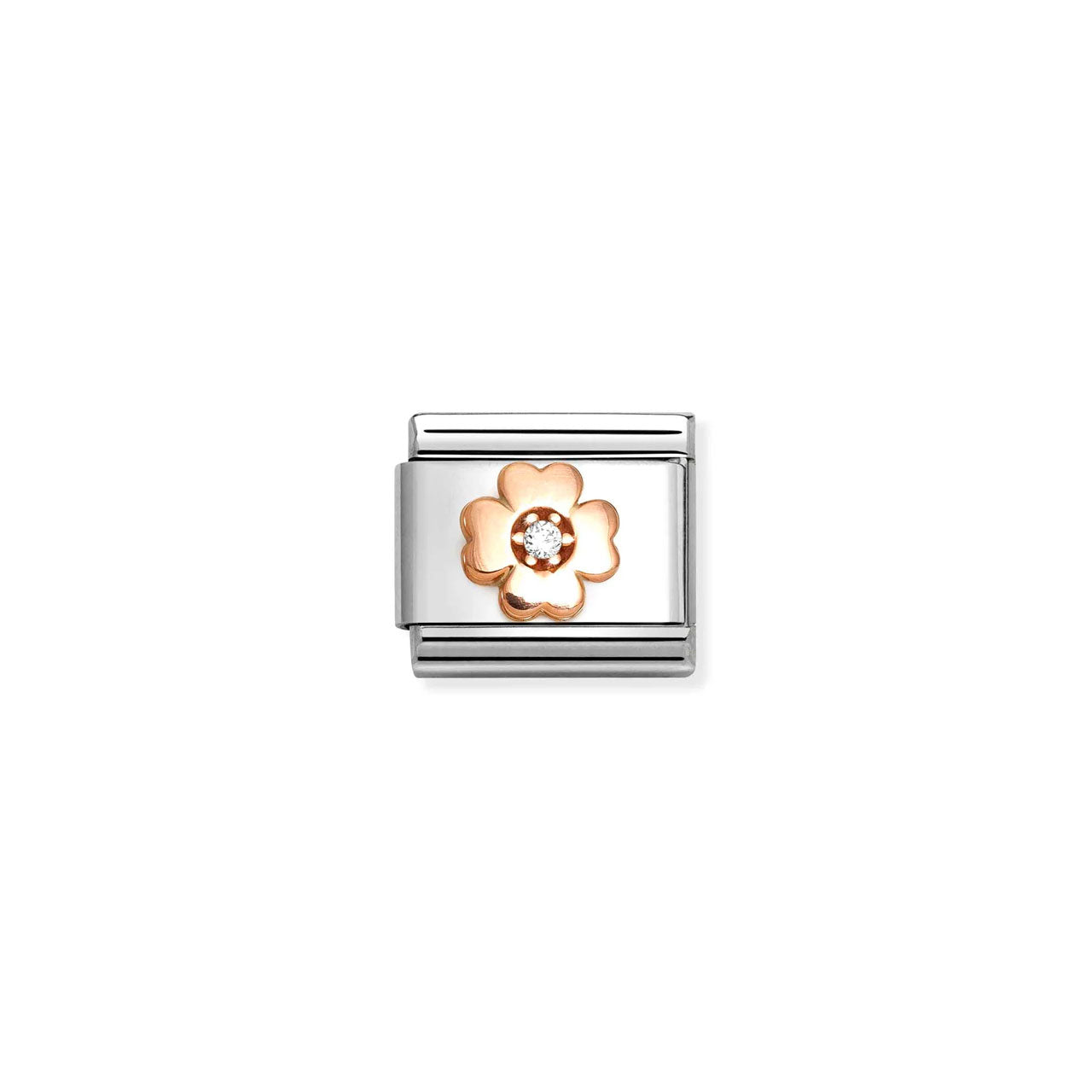 Composable Classic Link 430305/43 Four-Leaf Clover 9K Rose Gold & White CZ