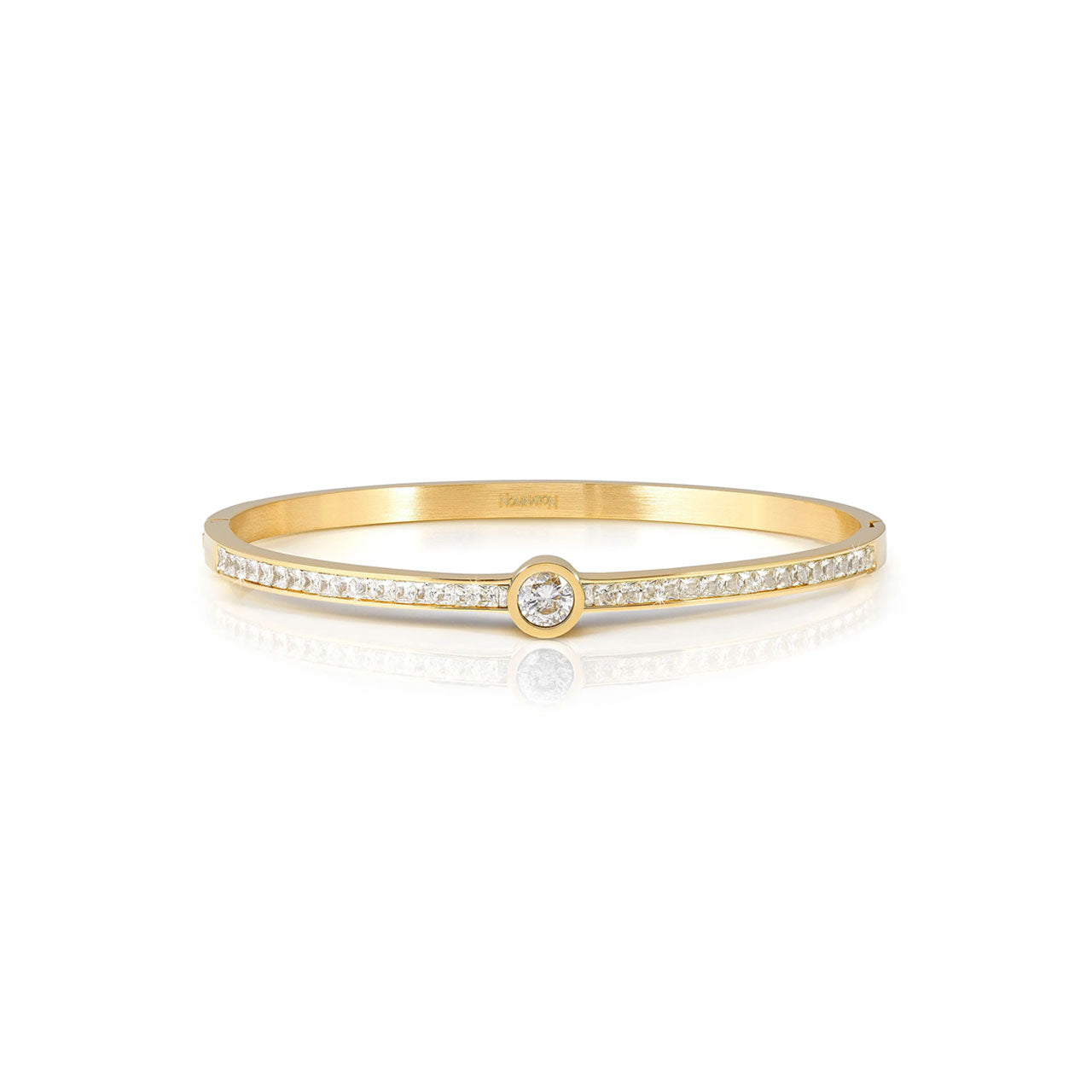 Pretty Bangles Gold With White CZ - Size Medium