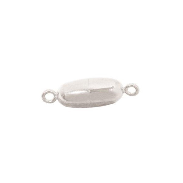Brass/Rhodium Plated 6x13mm Barrel Magnetic Clasp