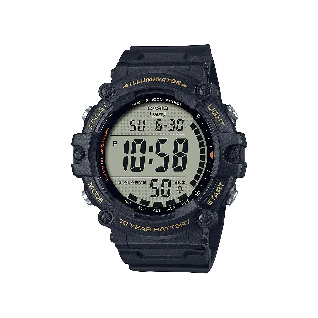 Casio Black Large Display Digital Illuminator Watch - AE1500WHX-1A